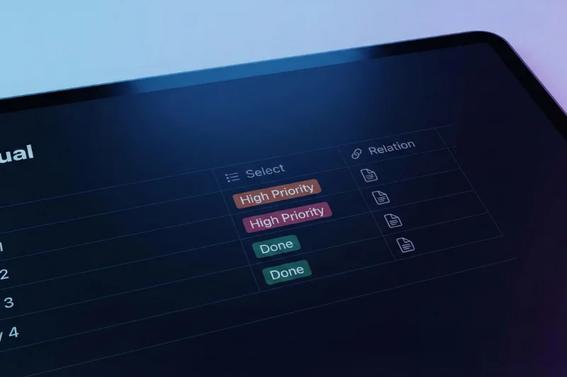 Interface de propriedades de banco de dados no Notion 2026