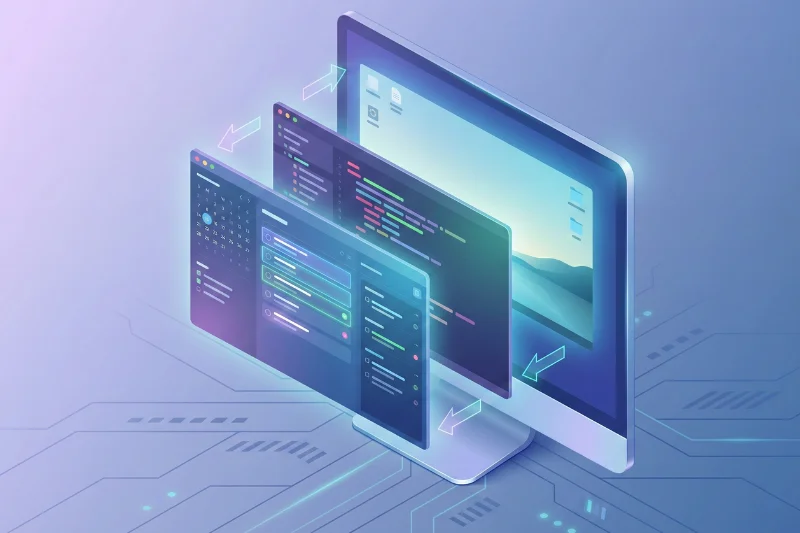 Múltiplas áreas de trabalho virtuais organizadas no Windows
